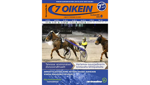 7 oikein -lehti ilmestyy torstaisin, Siinä julkaistaan kotimaan ravien käsiohjelmasivut torstaista seuraavaan keskiviikkoon. Lisäksi Ruotsin raveihin on käsiohjelmasivut päivän pääpeliin torstaista maanantaihin.