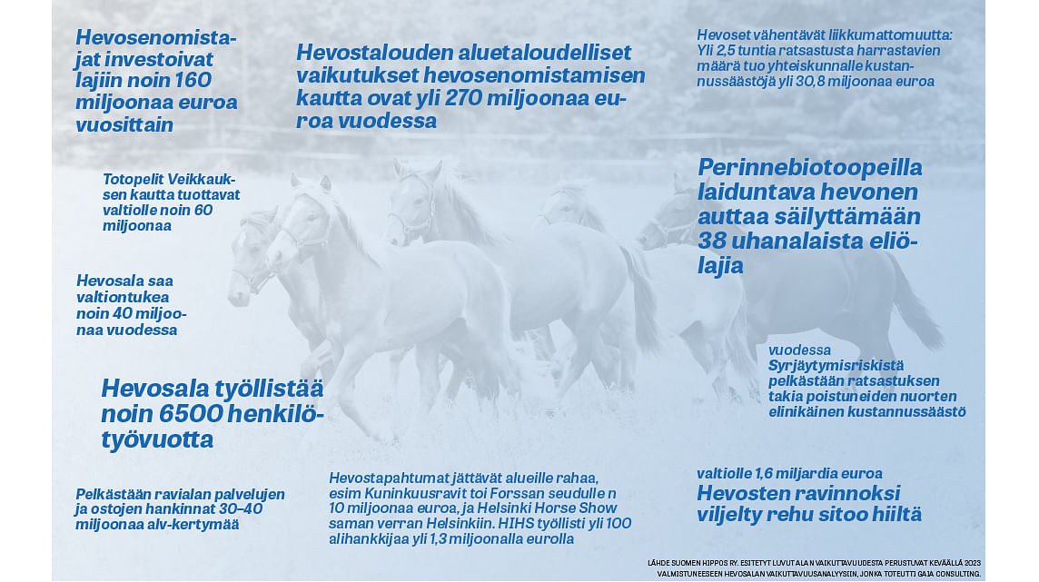 Kuvassa olevat tiedot ovat peräisin hevosalan vaikuttavuusanalyysista. 
