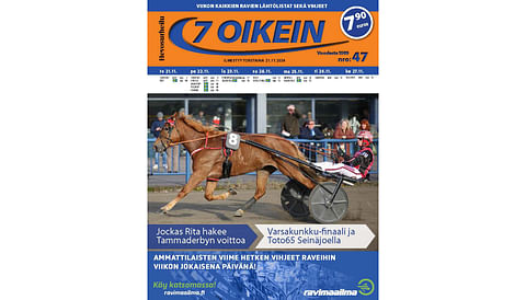 7 oikein -lehti on tilaajilla torstaina ja lehtipisteissä perjantaina. Siinä julkaistaan kotimaan ravien käsiohjelmasivut torstaista seuraavaan keskiviikkoon vihjeineen ja tallikommentteineen sekä Ruotsin päivän pääpelin kohdelähdöt torstaista maanantaihin.