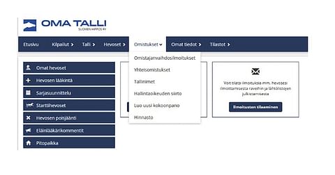 Oma Tallin sähköiset palvelut on tarkoitettu kaikille hevosalan toimijoille.