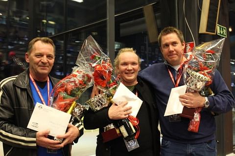 Markku Puhtimäki, Juho Mantere ja Jussi Saarikivi veivät palkintosijat Toto SM-kisassa Tampereen Teivossa.