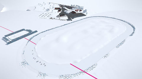 Havainnekuva kertoo, miten jääkiekkokaukalo ja ravirata sijoittuvat suhteessa rajaviivaan ja vapaa-ajankeskus Torandaan.