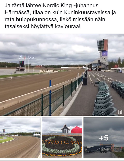 Hevosurheilun Facebooksivulla pääsee pienelle kamerakierrokselle suurkilpailuja odottavalle Härmän raviradalle. Kuvat Totofoto