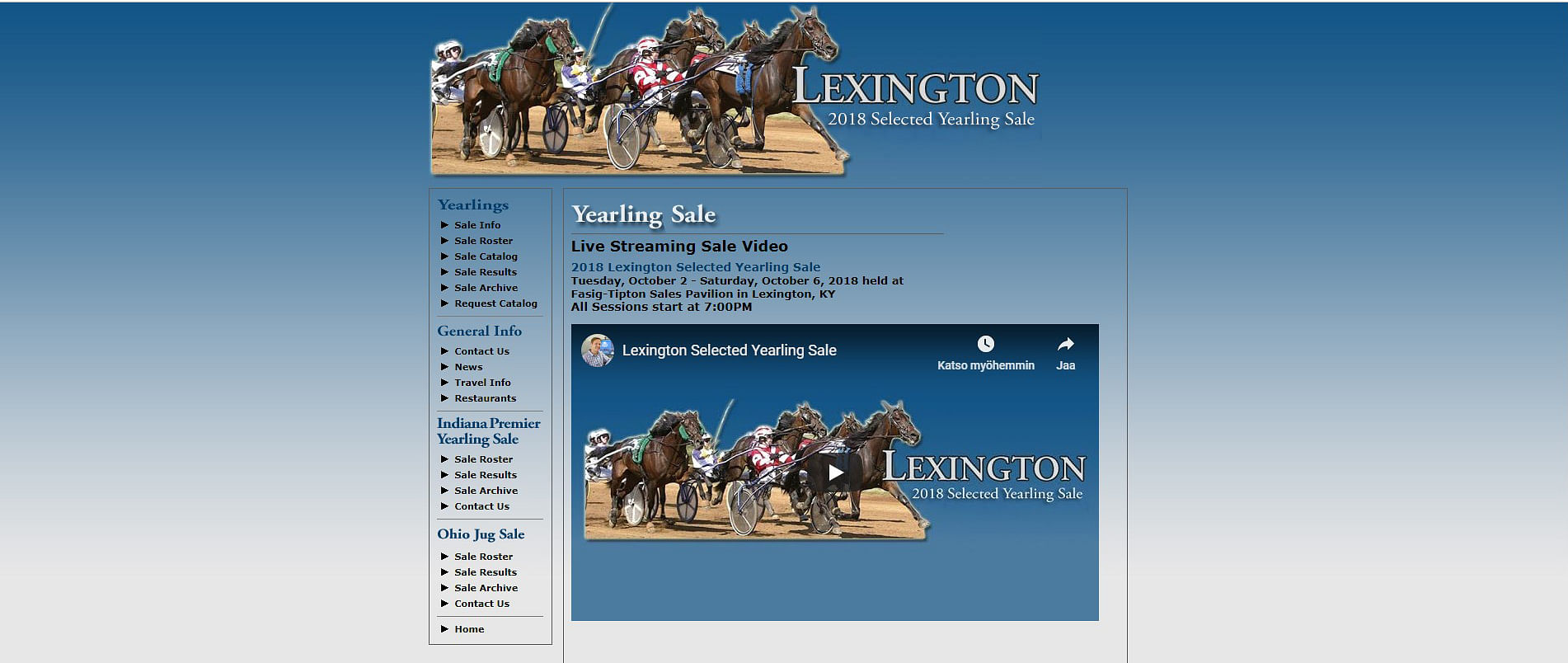 Lexingtonin huutokaupan verkkosivulta löytää tulevien ravitähtien sukutiedot ja paljon muuta mielenkiintoista.