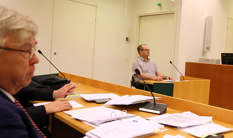 Hannu Rantala todistajana Espoon käräjäoikeudessa.