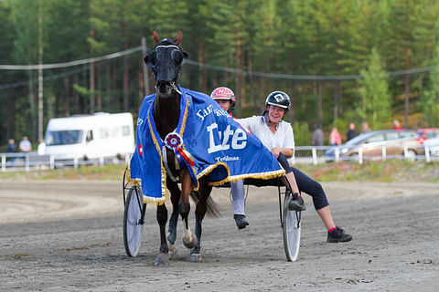 Neljästi Toto75-kohteissa voittanut Santtu Raitala ajoi Tanja Goman-Niemisen valmentamaa Edwina Ordenia.