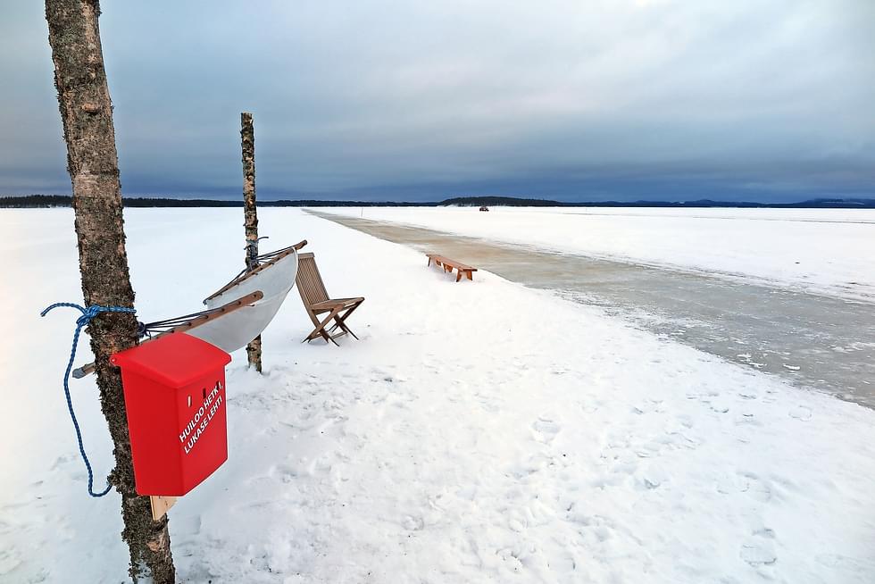 Vuonislahti-Koli -retkiluistelurata palveli jäätien kyljessä ensimmäisen kerran talven 2016-2017 aikana. Kuva vuoden 2021 radasta.