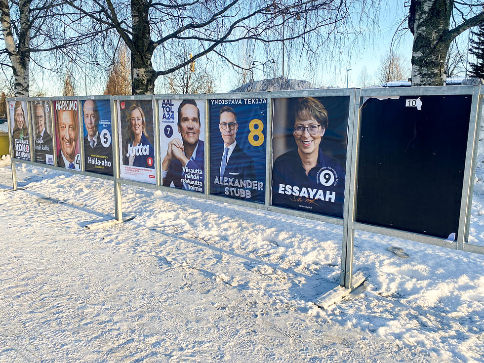 Presidenttiehdokas Pekka Haaviston mainospaikka ammotti torstaina tyhjänä. 