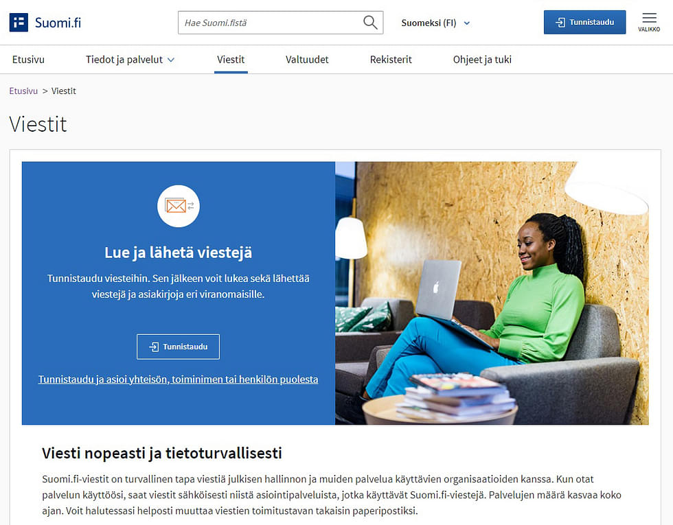 Suomi.fi-palvelun käyttäjät ovat saaneet ilmoituksen äänioikeudestaan sähköisellä viestillä.