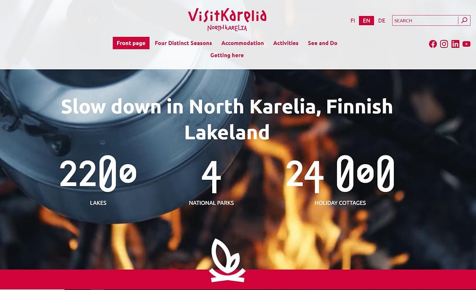 Kuvakaappaus Visit Karelian verkkosivuista.