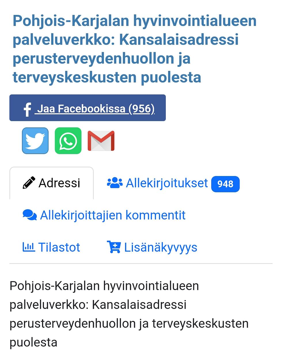 Kuvakaappaus adressista.