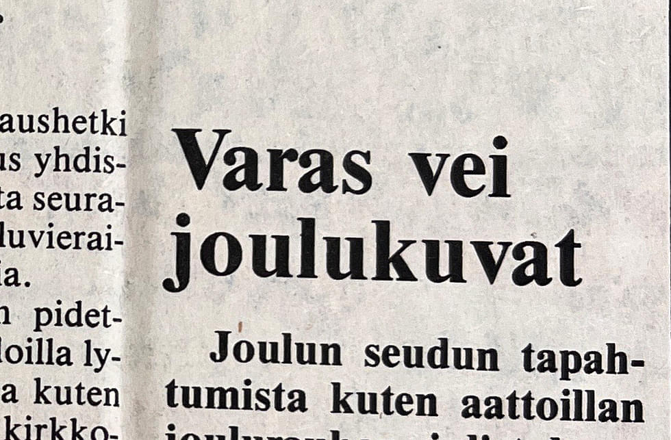Ylä-Karjala ei voinut kertoa joulun tapahtumista kuvien kera 29.12.1983, koska kuvat joutuivat varkaiden kynsiin.