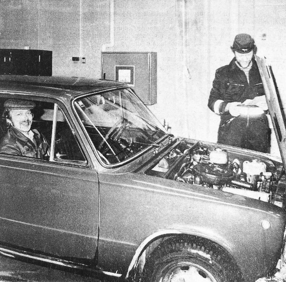 Jorma Pyykösen auto läpäisi katsastuksen, kertoi Ylä-Karjala 14.2.1984.