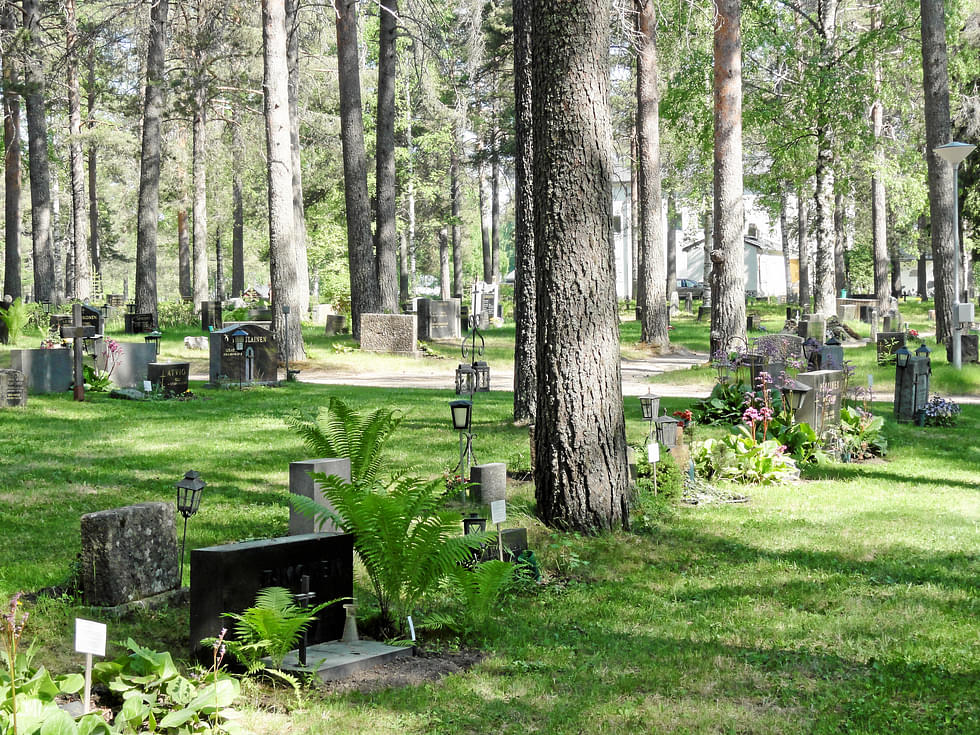 Erityisammattihenkilön tehtäviin kuuluu muun muassa hautausmaiden kunnossapito. Kuva Nurmeksen hautausmaalta.
